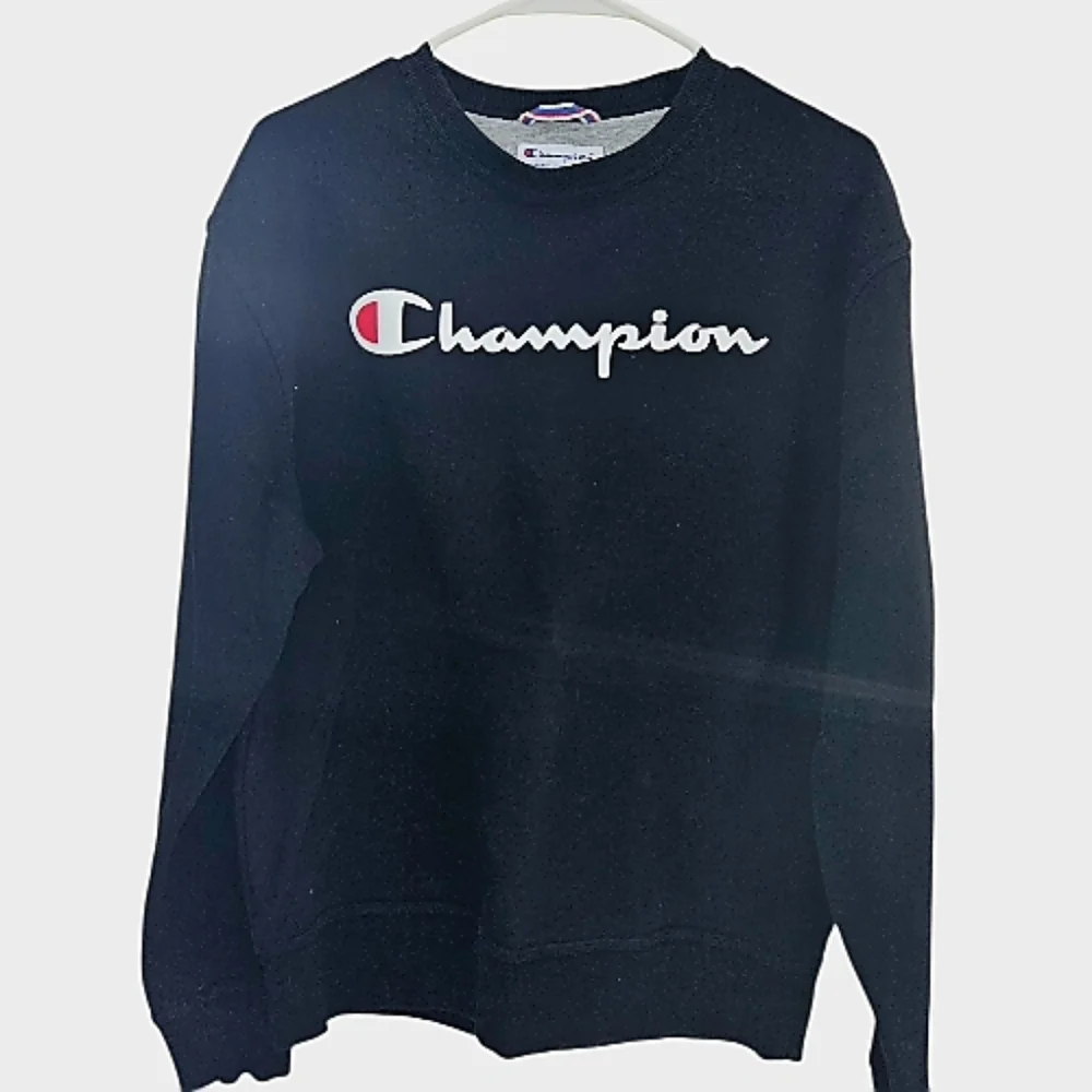 CHAMPION Powerblend Men's Black Fleece Crewneck Sweatshirt Big Logo - M